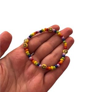 Rainbow Inspired Beaded Smiley Bracelet